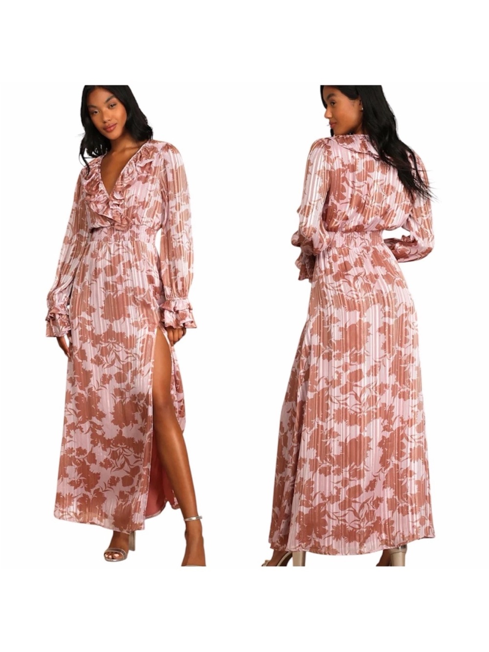 Lulus Exquisite Attention Lilac Floral Print Ruffled Long Sleeve Dress - Picture 2 of 7